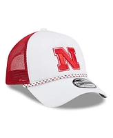 New Era Men's White/Scarlet Nebraska Huskers Court Sport Foam A-Frame 9FORTY Adjustable Trucker Hat