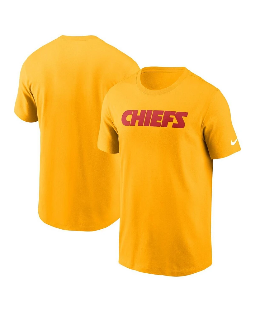 Nike Men's Gold Kansas City Chiefs Primetime Wordmark Essential T-Shirt