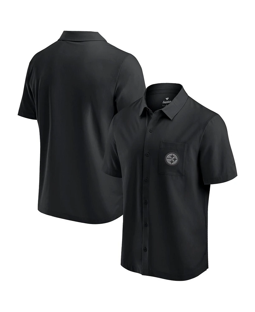 Fanatics Men's Black Pittsburgh Steelers Front Office Button-Up Shirt