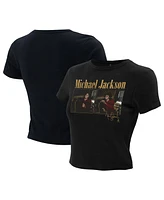 Ripple Junction Women's Black Michael Jackson Studio Photos Cropped T-Shirt