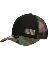 New Era Men's Black/Camo William Byron Trucker 9FORTY Adjustable Hat