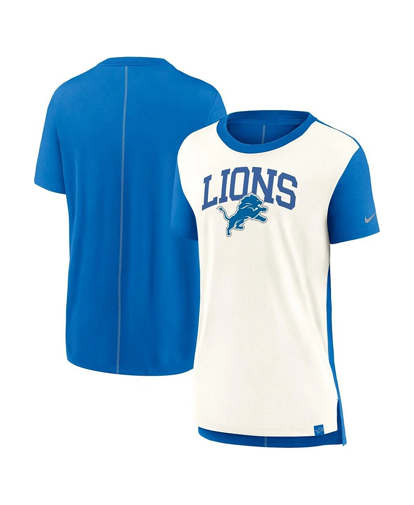 Nike Women's Cream/Blue Detroit Lions Wordmark Tri-Blend T-Shirt