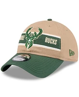 New Era Men's Tan/Hunter Green Milwaukee Bucks 2024 Nba Draft 9TWENTY Adjustable Hat