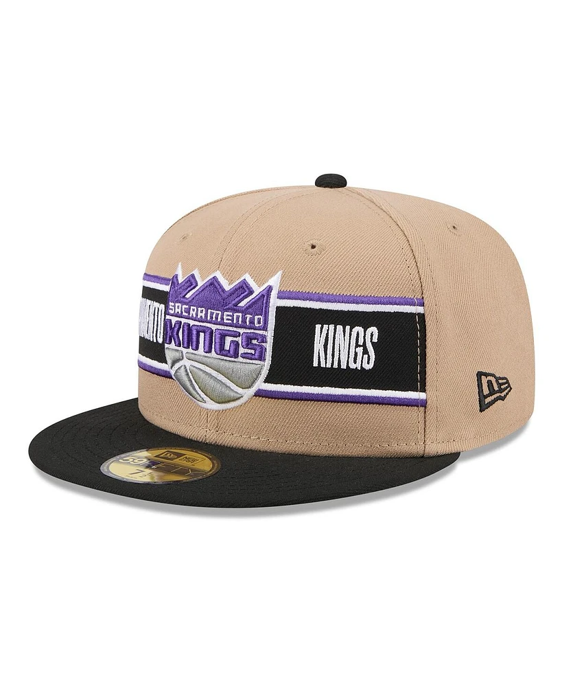 New Era Men's Tan/Black Sacramento Kings 2024 Nba Draft 59FIFTY Fitted Hat