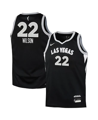 Nike Big Boys and Girls A'ja Wilson Black Las Vegas Aces Explorer Edition Player Jersey