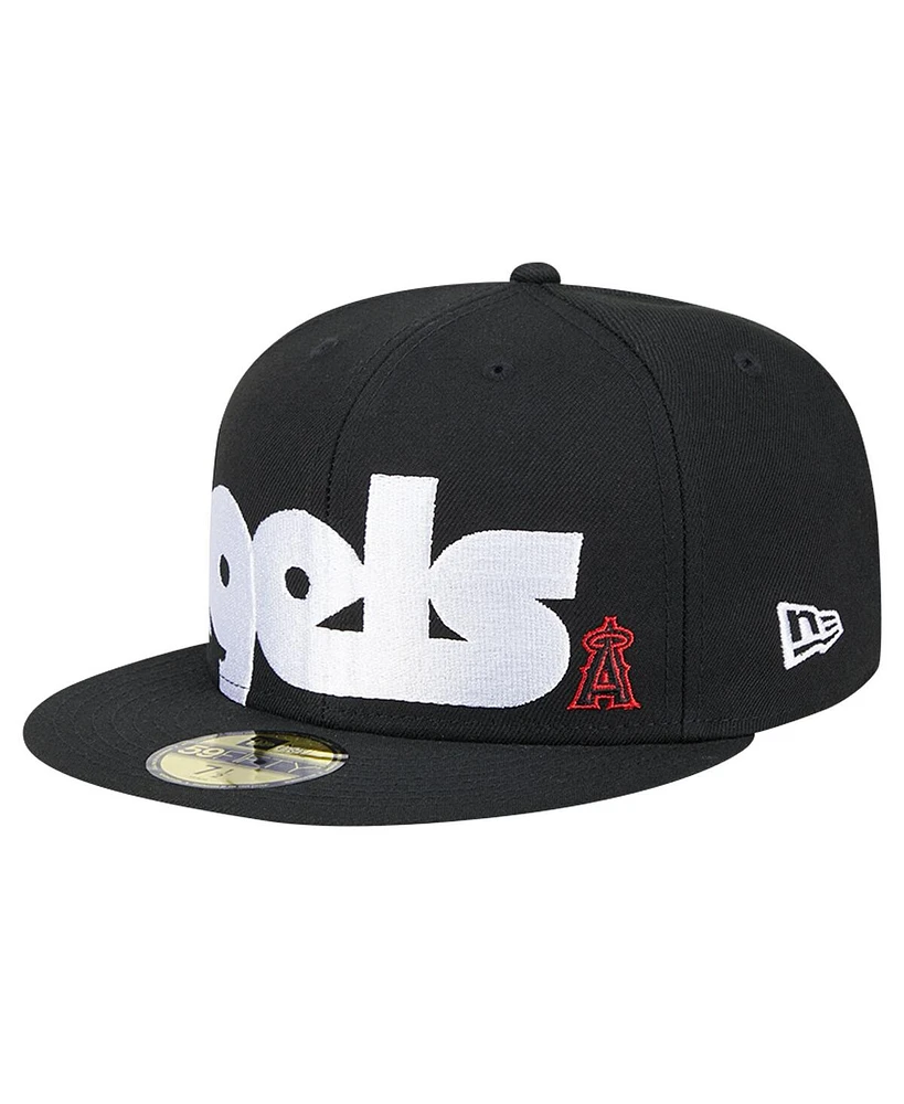 New Era Men's Black Los Angeles Angels Checkered Undervisor 59FIFTY Fitted Hat