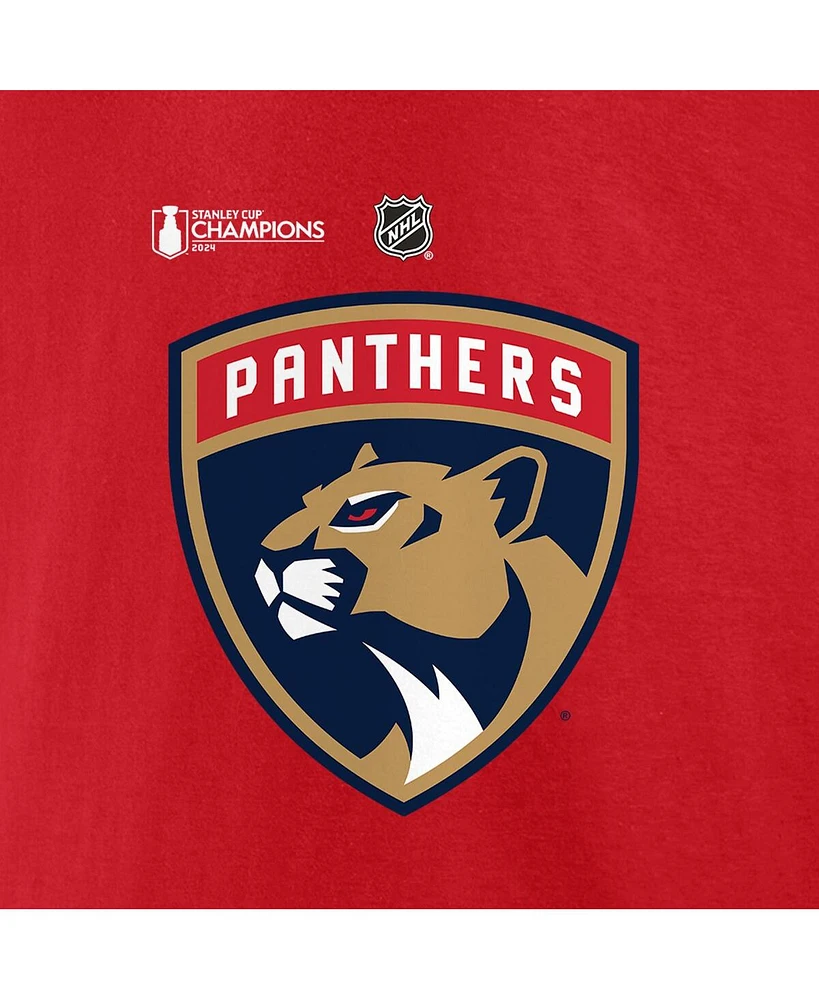 Fanatics Men's Carter Verhaeghe Red Florida Panthers 2024 Stanley Cup Champions Authentic Stack Name Number T-Shirt