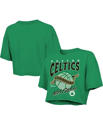 Majestic Threads Women's Kelly Green Boston Celtics 2024 Nba Finals Champions Boxy Cropped T-Shirt