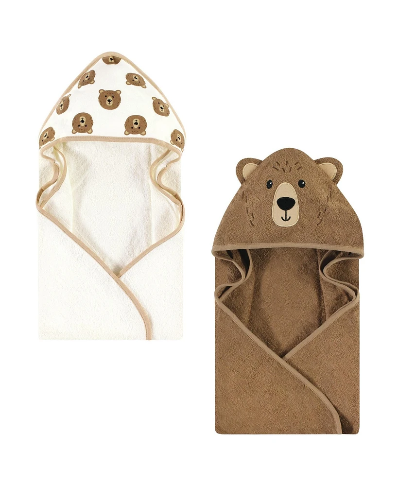 Hudson Baby Cotton Animal Face Hooded Towel, 2-Pack, One