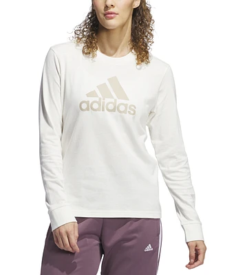 adidas Women's Classic Logo Long-Sleeve Cotton T-Shirt