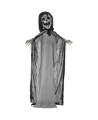 Outsunny 74" Outdoor Halloween Decorations Skeleton Witch, Life Size Animated Prop