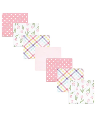 Hudson Baby Infant Girl Cotton Rich Flannel Receiving Blankets Bundle, Purple Dainty Floral, One Size