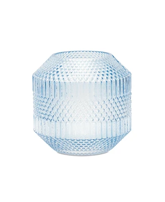 Slickblue Diamond Pattern Blue Glass Vase Or Candle Holder