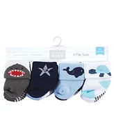 Hudson Baby Baby Boys Grow with Me Cotton Terry Socks, Sea Creatures 8-Pack, 0-6 and 6-12 Months