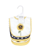 Hudson Baby Infant Girls Cotton Bibs, Sunflower, One Size