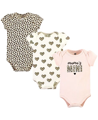 Hudson Baby Baby Girls Hudson Cotton Bodysuits, Leopard Hearts, 12-18 Months