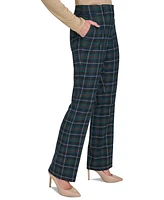 Tommy Hilfiger Women's Checked Mid Rise Bootcut Pants