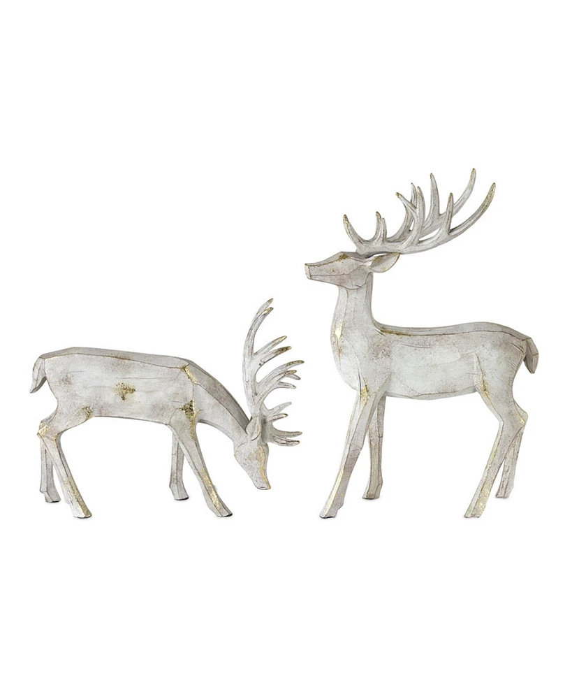 Slickblue Gold Brushed Winter Deer Figurine (Set of 2)