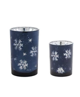 Slickblue Frosted Votive Candle Holder with Snowflake Design (Set of 2)