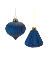 Slickblue Ribbed Glass Ornament (Set of