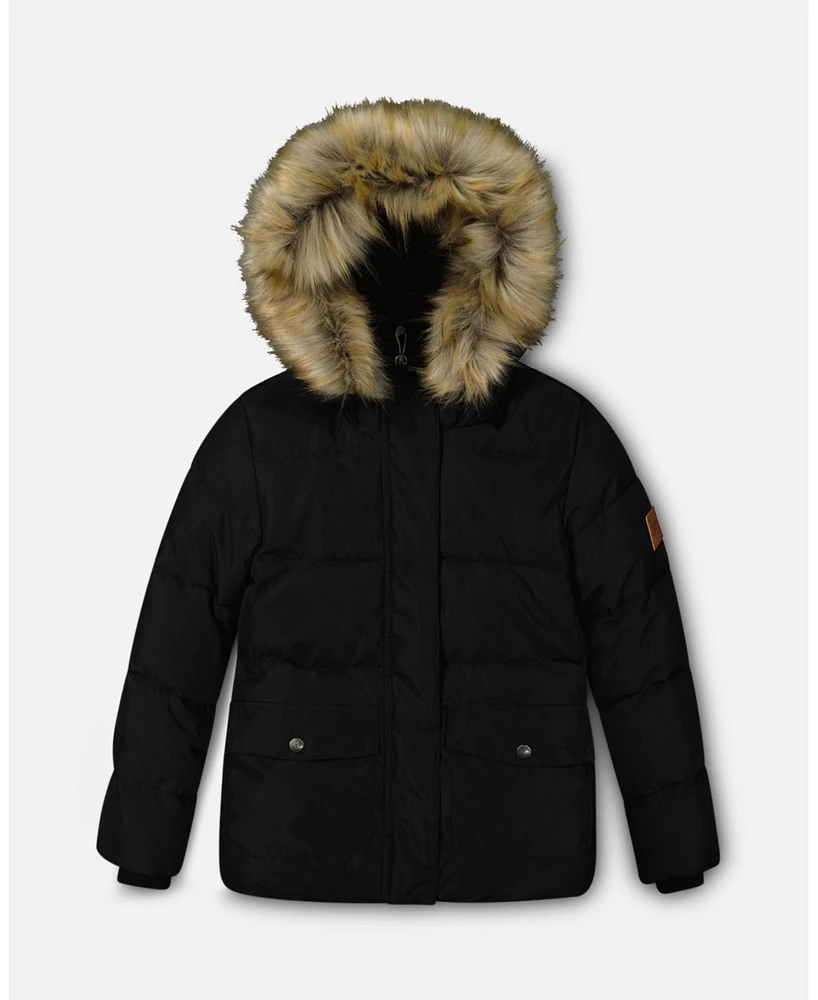 Deux par Kids Unisex Puffy Jacket Black