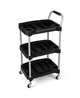 Costway 3 Tier Rolling Tool Cart with Handle Tool Storage Slot Universal Wheels for Garage