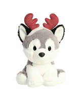 Aurora Small Christmas Trio Antler Husky Holiday Festive Plush Toy Gray 8.5"