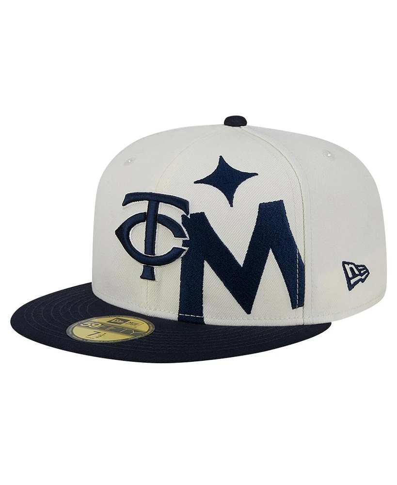 New Era Men's Cream/Navy Minnesota Twins Lonestar 59FIFTY Fitted Hat