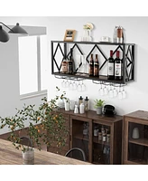 Slickblue Wall Mounted Wine Rack for 39 Bottles and 12 Glasses