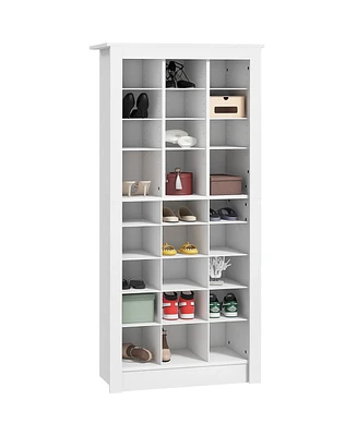 Homcom Shoe Cabinet with Adjustable Shelves for 27 Pairs of Shoes, White