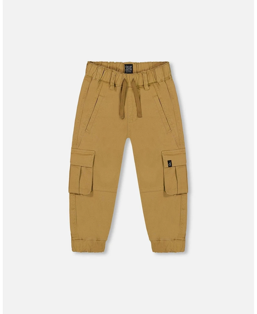 Deux par Big Boys Stretch Twill Cargo Jogger Pants Dark Beige