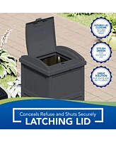 Suncast Trashcan Hideaway Outdoor 33 Gallon Garbage Trash Waste Bin, Cyberspace