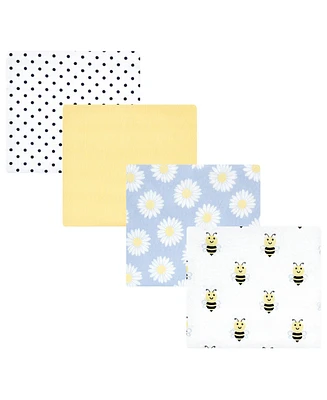 Hudson Baby Infant Girl Cotton Flannel Receiving Blankets, Daisy Bee, One Size