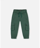 Deux par Little Boys Stretch Twill Cargo Jogger Pants Forest Green - Toddler|Child