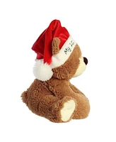 Aurora Medium My First Christmas Bear Holiday Festive Plush Toy Brown 10"