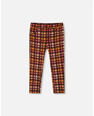 Deux par Big Girls Milano Treggings Plaid Magenta And Brown