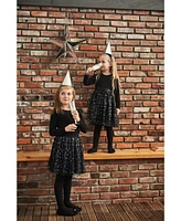 Deux par Deux Toddler Girls Long Sleeve Dress With Glittering Tulle Skirt Black - Toddler|Child