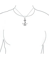 Bling Jewelry Nautical Large Anchor Dangling Sea Siren Mermaid Necklace Pendant For Women Oxidized Sterling Silver