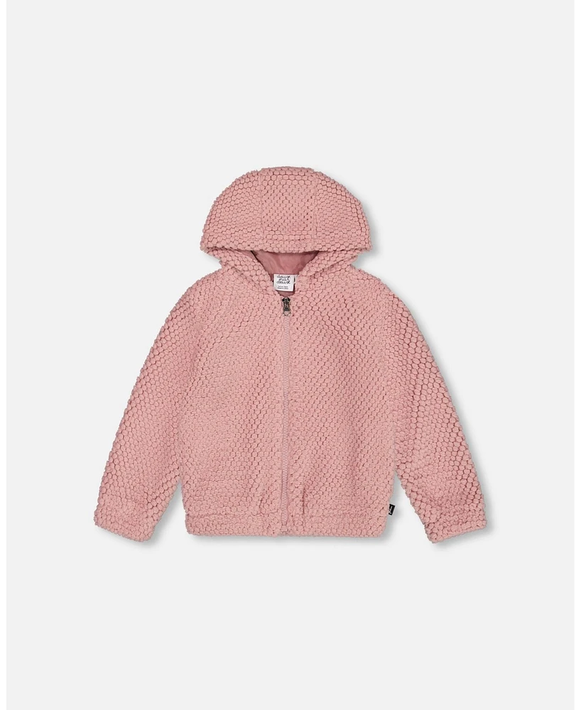 Deux par Baby Girls Hooded Plush Vest Dusty Pink