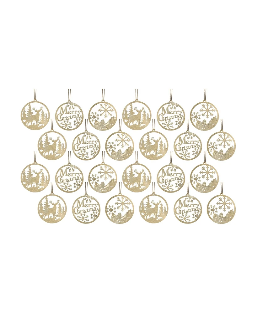 Slickblue Gold Metal Cut Out Rustic Tree Ornaments (Set of 24)