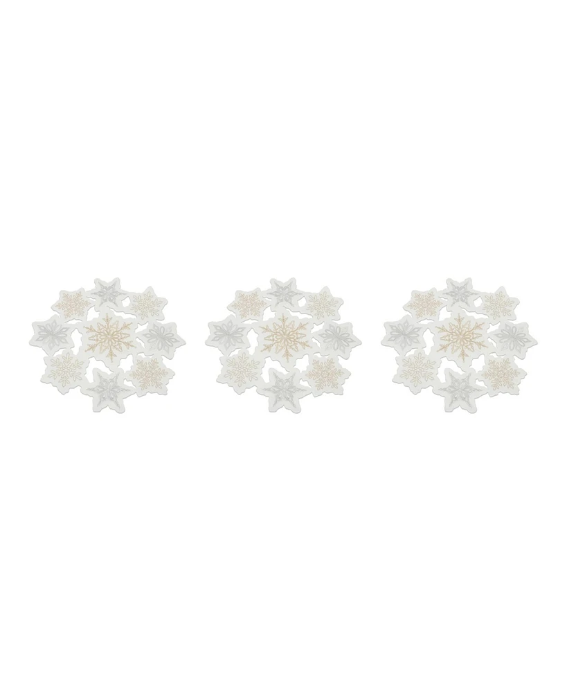 Slickblue Embroidered Snowflake Doily (Set of 3)