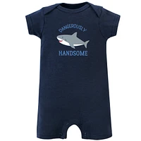 Hudson Baby Boys Cotton Bodysuits and Rompers, 8-Piece, Cool Dinosaurs, 18-24 Months