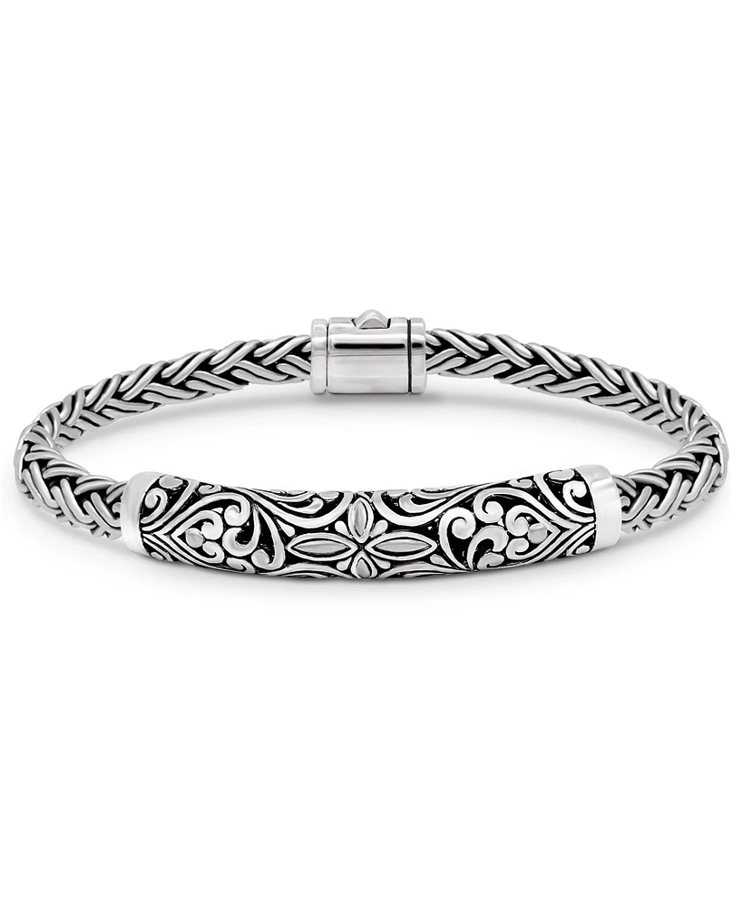 Devata Bali Filigree with Paddy Oval 5mm Chain Bracelet in Sterling Silver