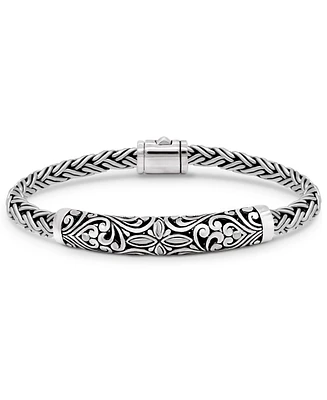 Devata Bali Filigree with Paddy Oval 5mm Chain Bracelet in Sterling Silver