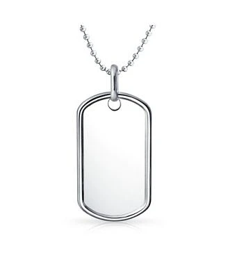 Bling Jewelry Mens Large Army Military Dog Tag Pendant Necklace Sterling Silver Long Bead Ball Chain 16 Inch