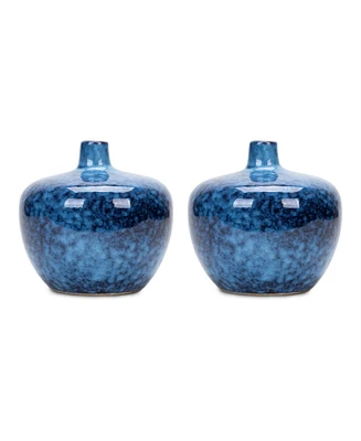 Slickblue Stylish Decorative Blue Ceramic Vase (Set of 2)