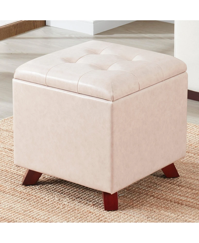 Ornavo Home Crawford Tufted Square Storage Ottoman with Lift Off Lid