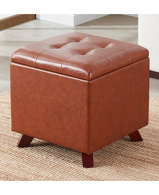 Ornavo Home Crawford Tufted Square Storage Ottoman with Lift Off Lid