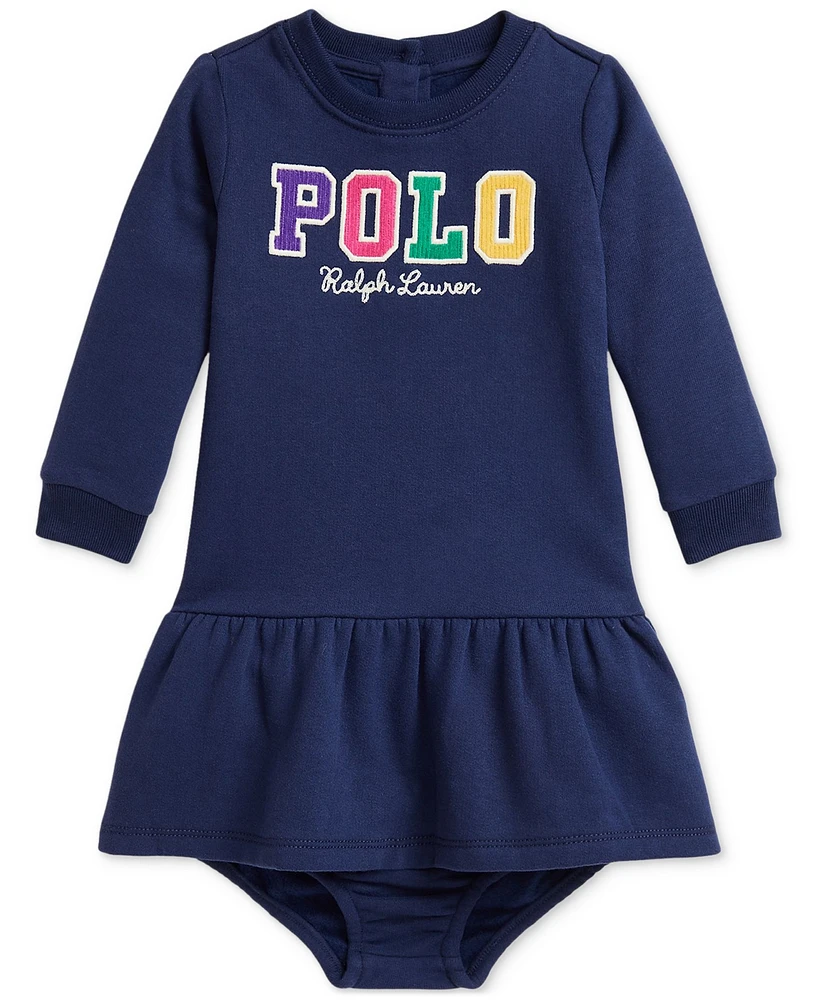 Polo Ralph Lauren Baby Girls Logo Appliques Fleece Dress