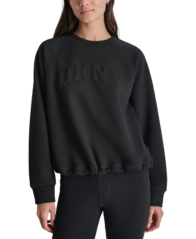 Dkny Sport Women's Varsity Puffed Logo Drawcord Sweatshirt